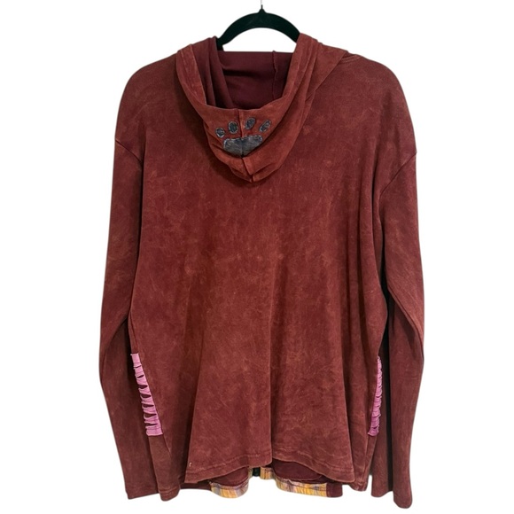 Greater Good Network Cat Hoodie XXL Patchwork Boho Zip Jacket Nepal Kitties - Picture 4 of 9